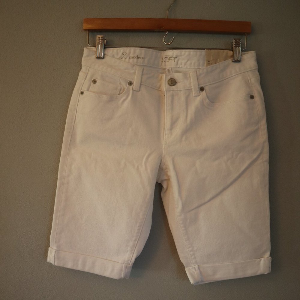 Ann Taylor - White Denim Bermuda Shorts.